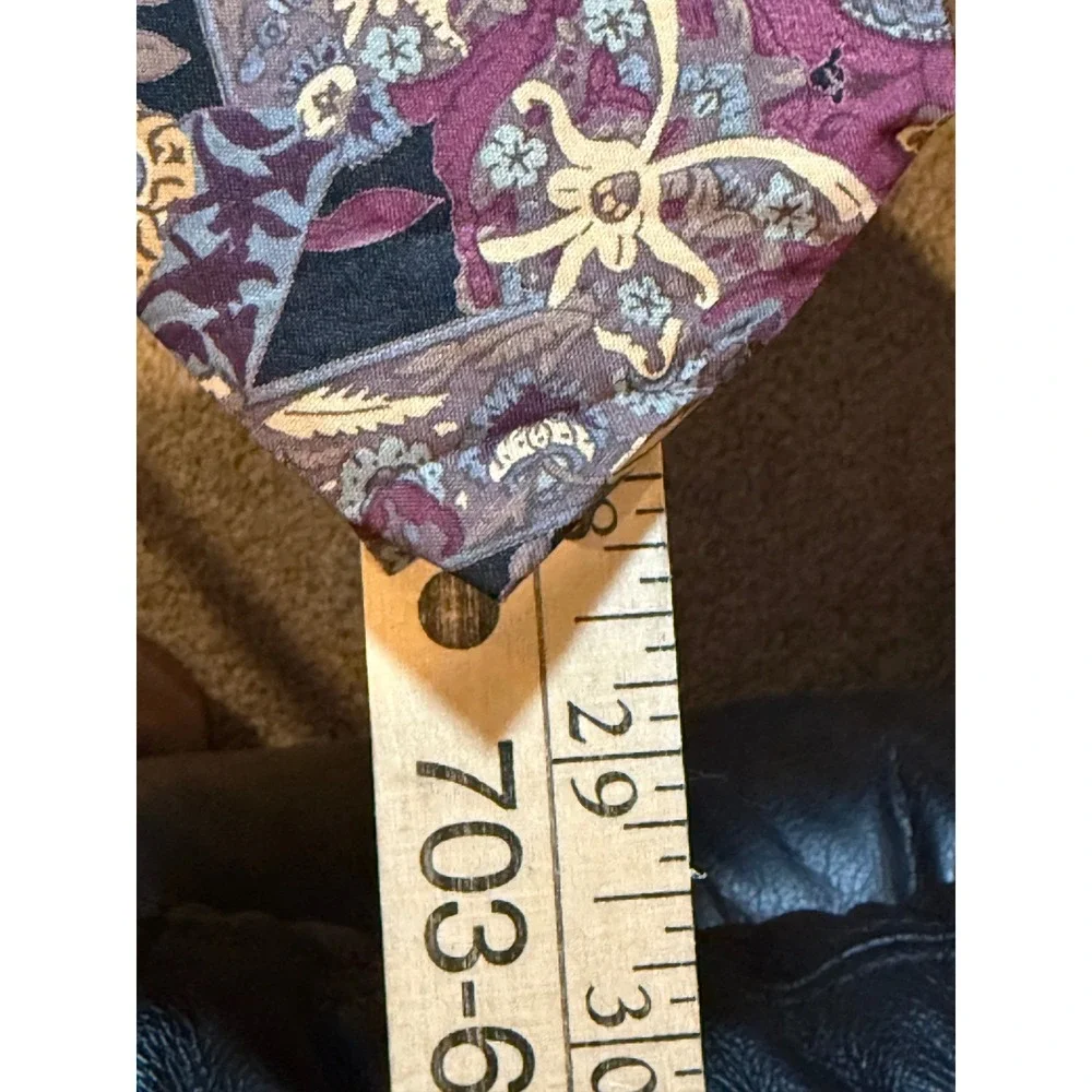 Thai Silk Mens Necktie Burgundy Gold Floral Paisley Hand Made 100% Silk Tie